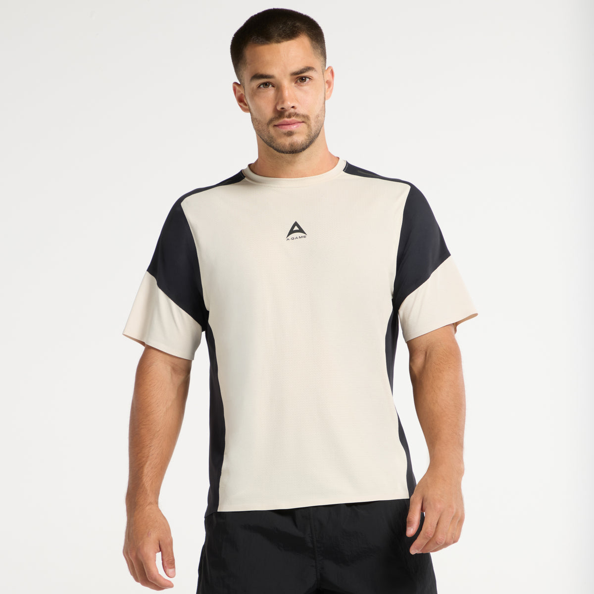 Men's Mesh T-Shirt - Beige / Black