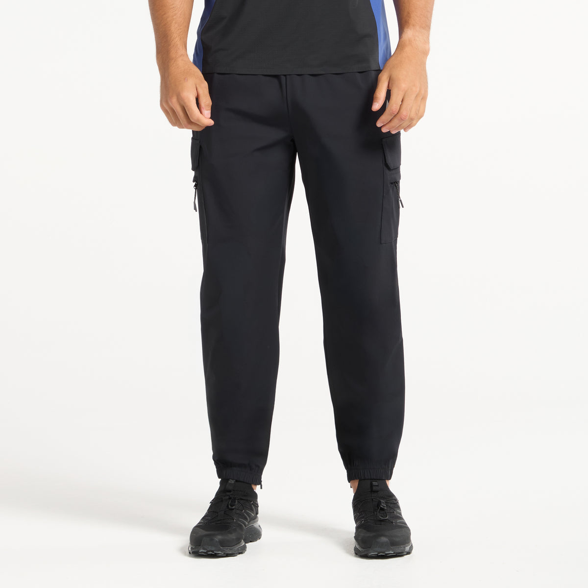 Men's Cargo Zip Pants - Black / Cobalt Blue