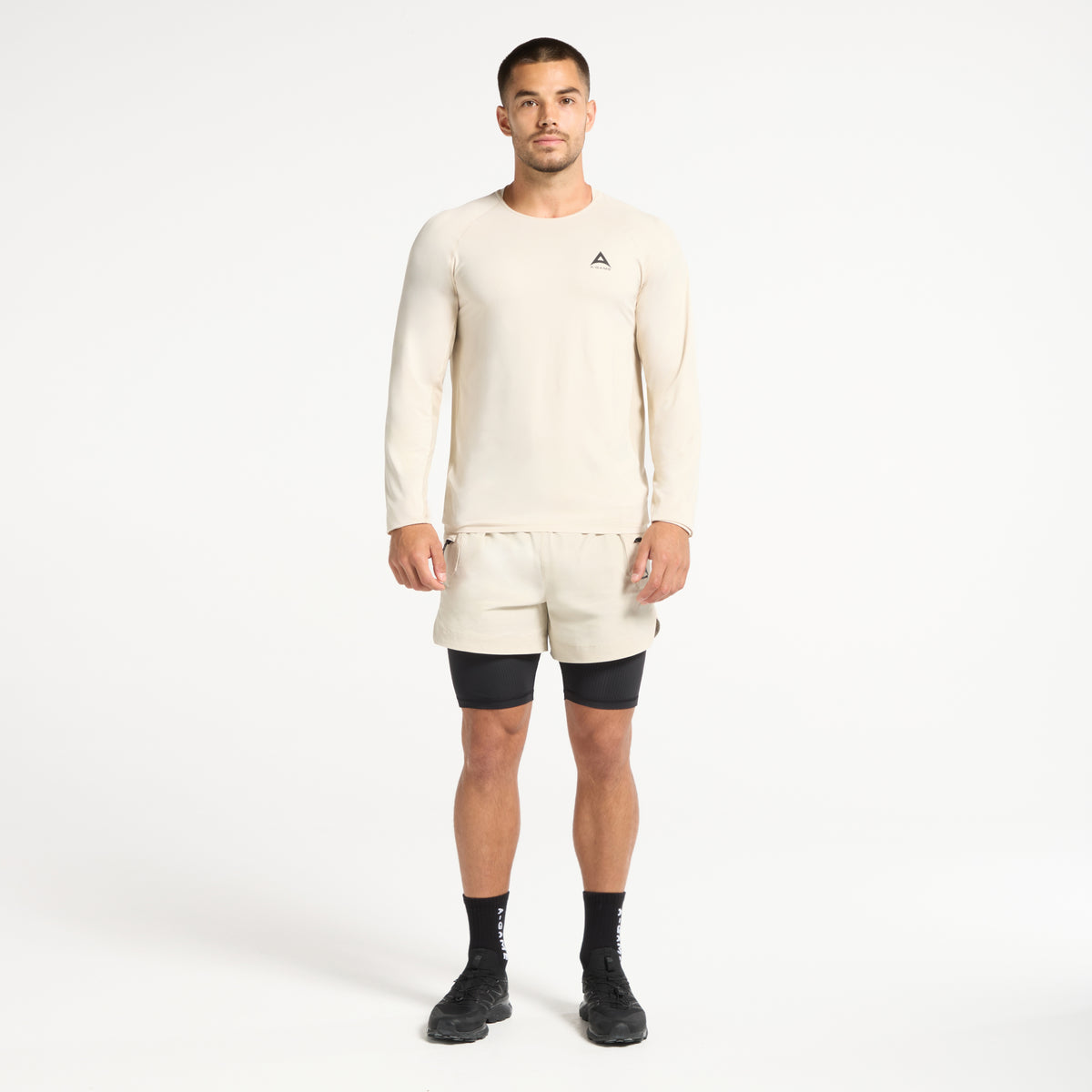 Men's Mesh Long Sleeve T-Shirt - Beige