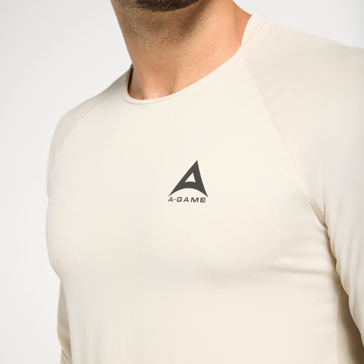 Men's Mesh Long Sleeve T-Shirt - Beige