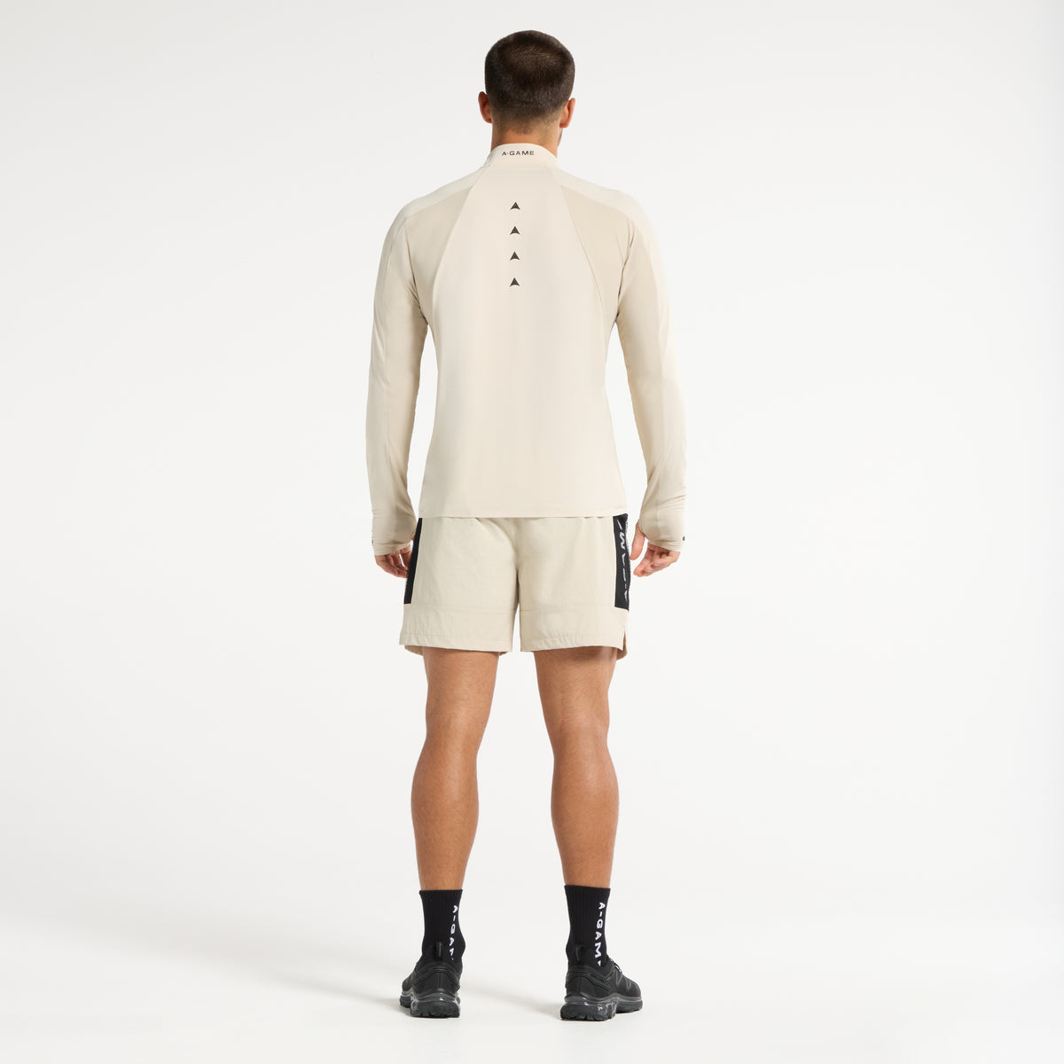 Men's Colour Block Training Shorts - Beige / Black