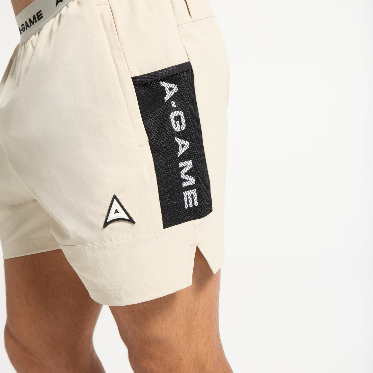 Men's Colour Block Training Shorts - Beige / Black
