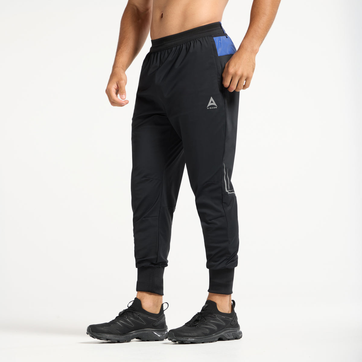 Men's Cuffed Training Pants - Black / Cobalt Blue