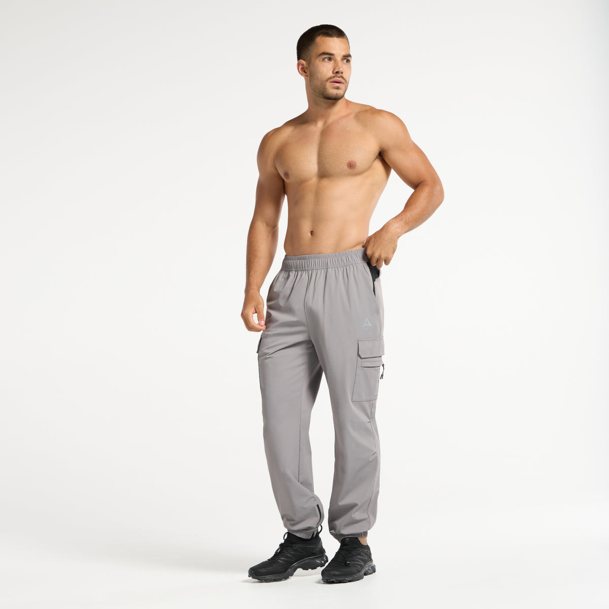Men's Cargo Zip Pants - Grey / Black