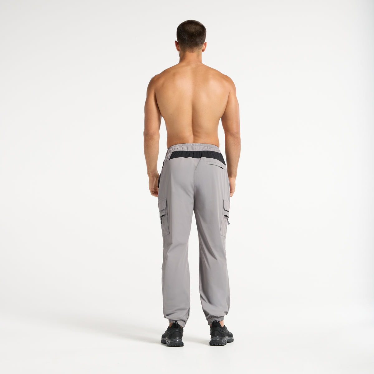 Men's Cargo Zip Pants - Grey / Black