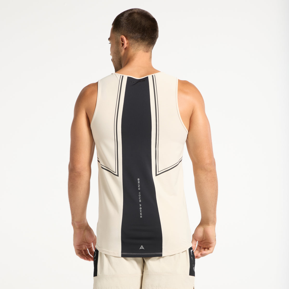 Men's Curved Hem Training Vest - Beige