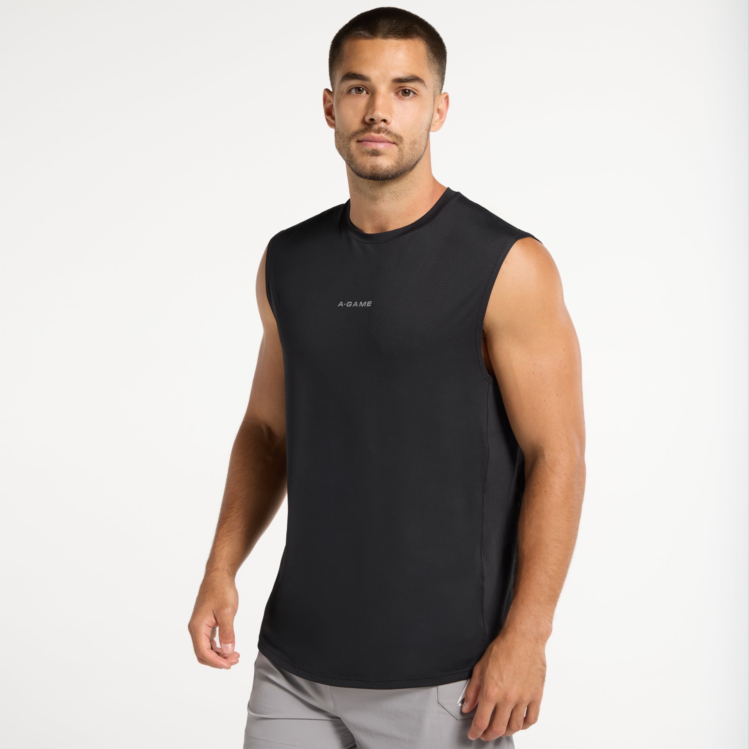 Men's Mesh Panelled Tank - Black
