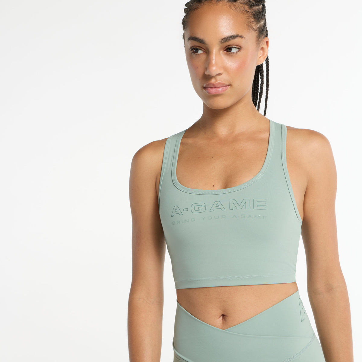 Women's Square Neck Sports Bra - Sage Green