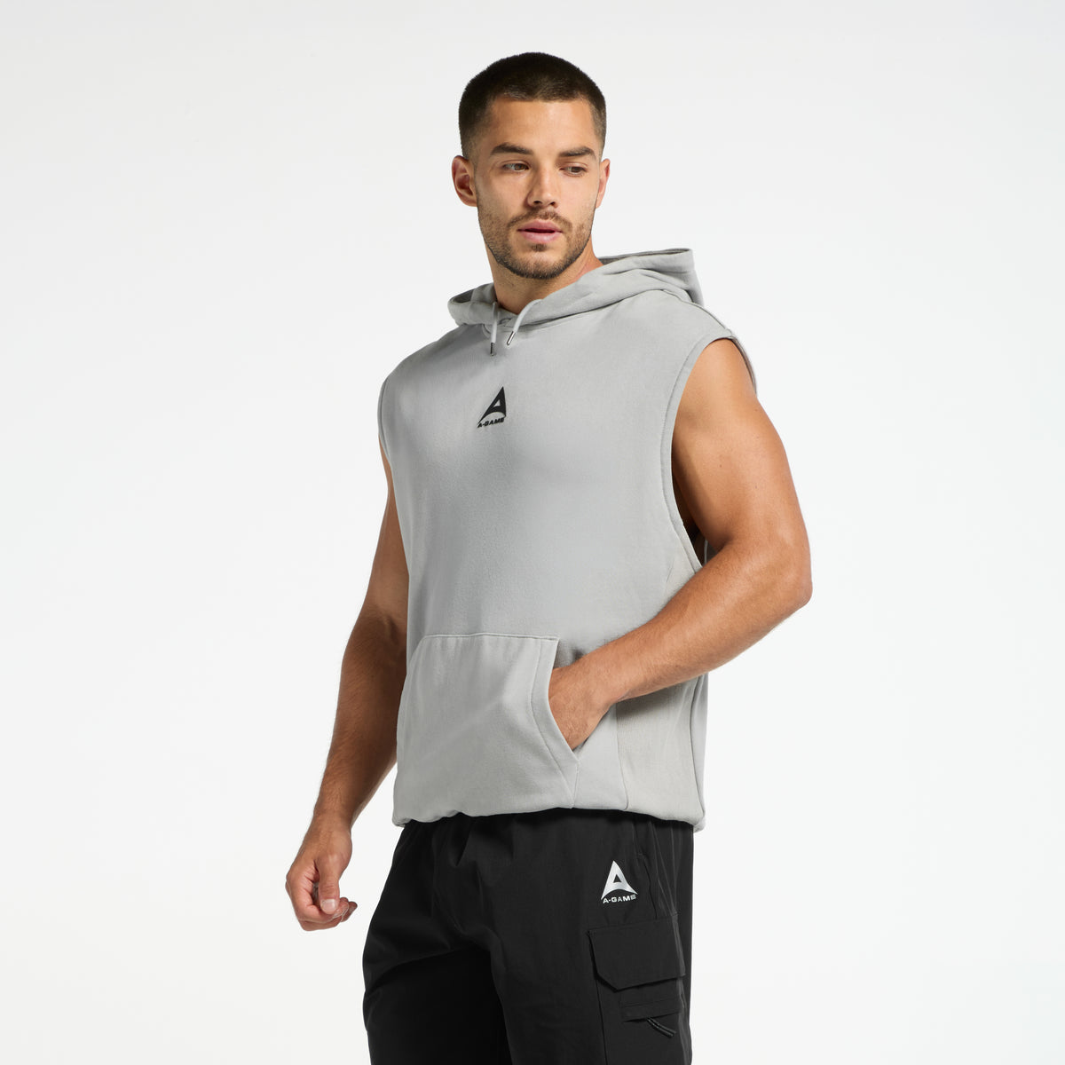 Men's Sleeveless Hoodie - Steel Grey