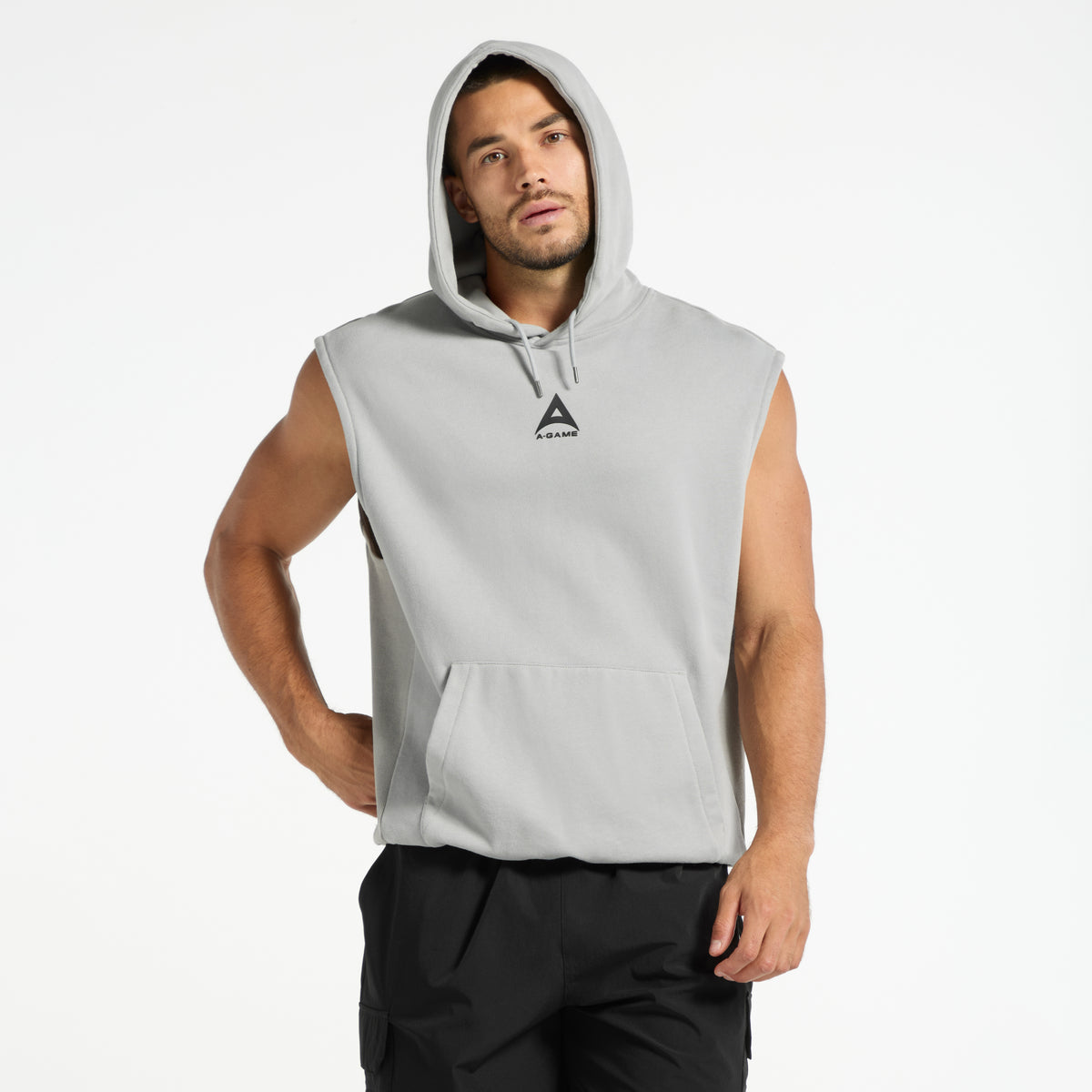 Men's Sleeveless Hoodie - Steel Grey