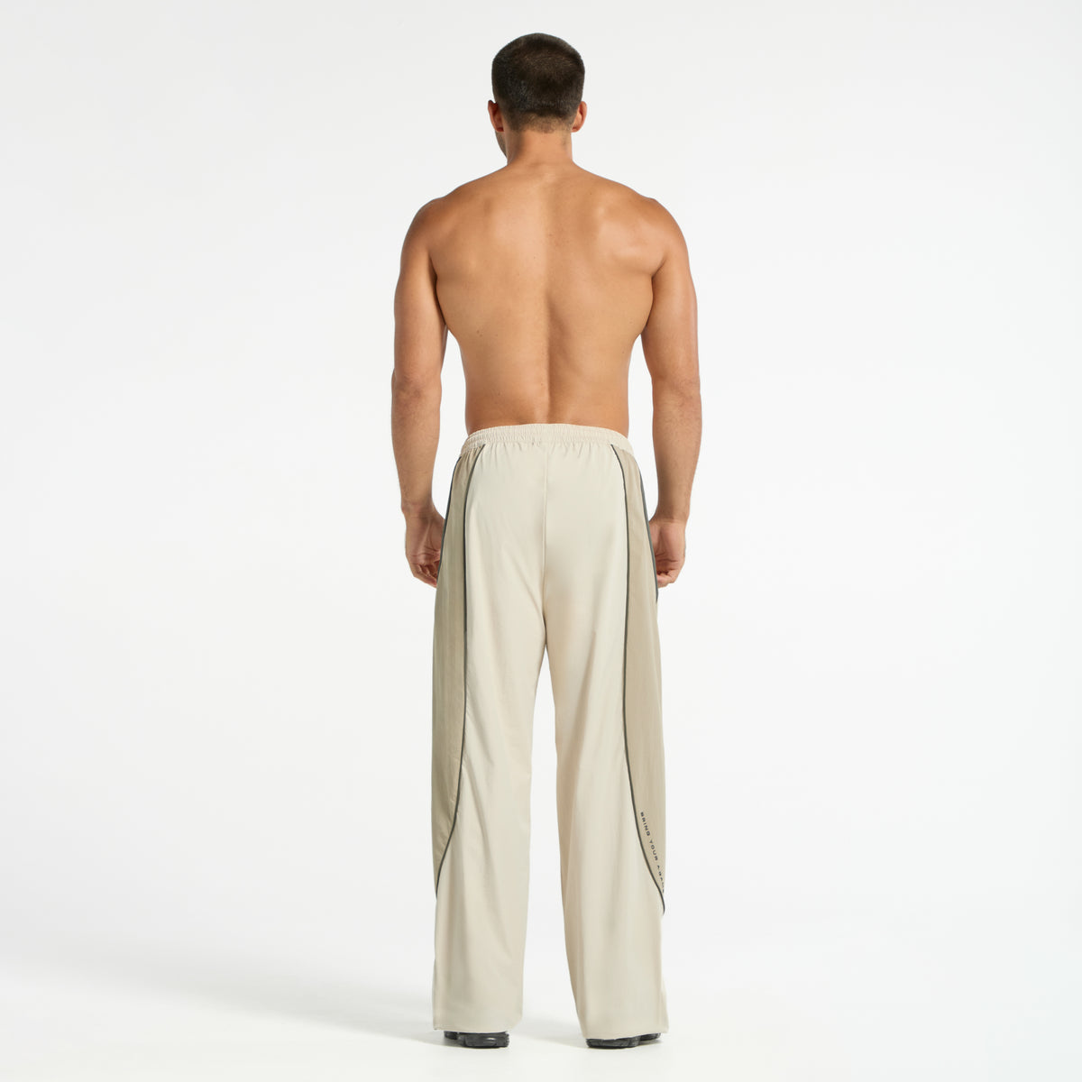 Men's Textured Track Pants - Beige / Mid Brown