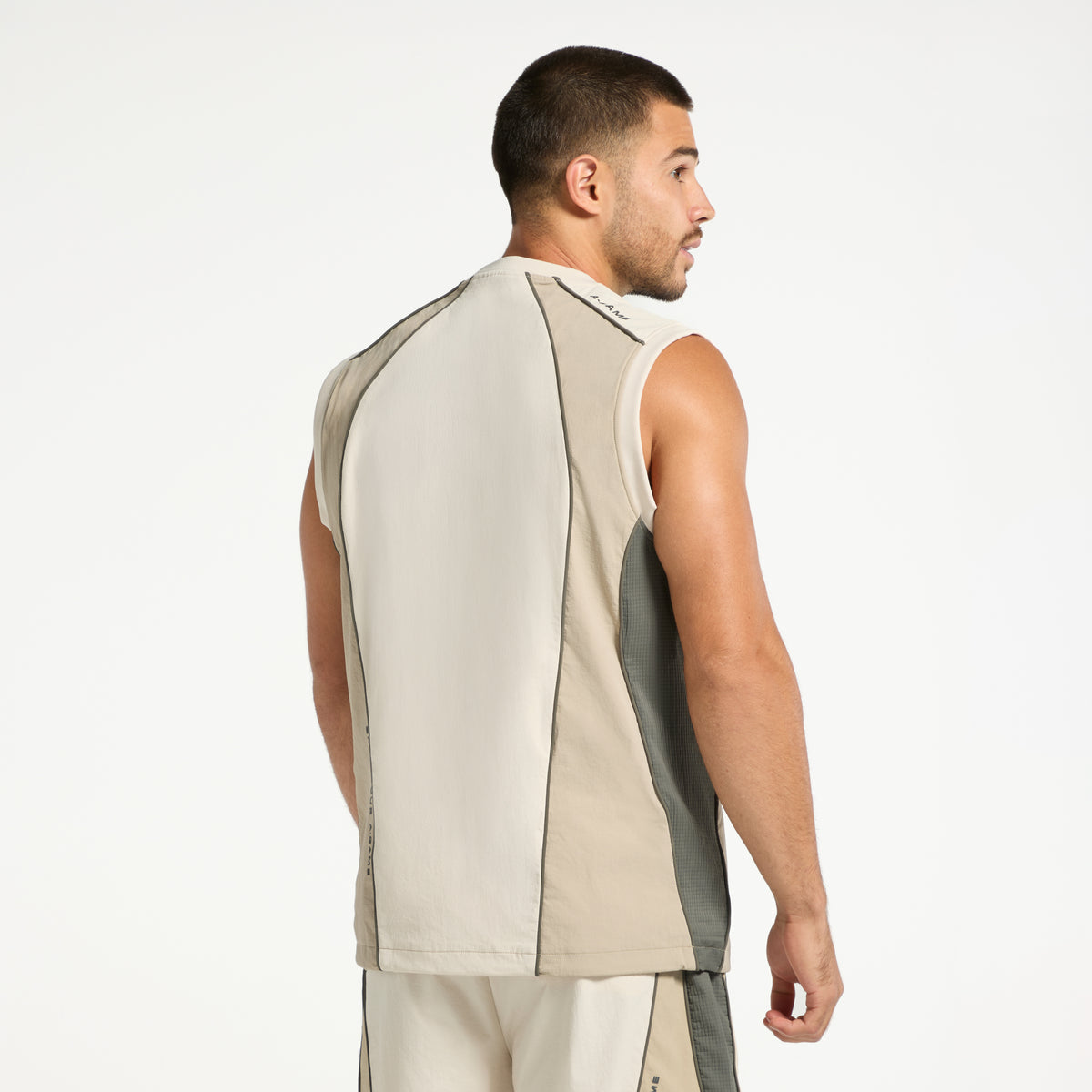 Men's Textured Vest - Beige / Mid Brown