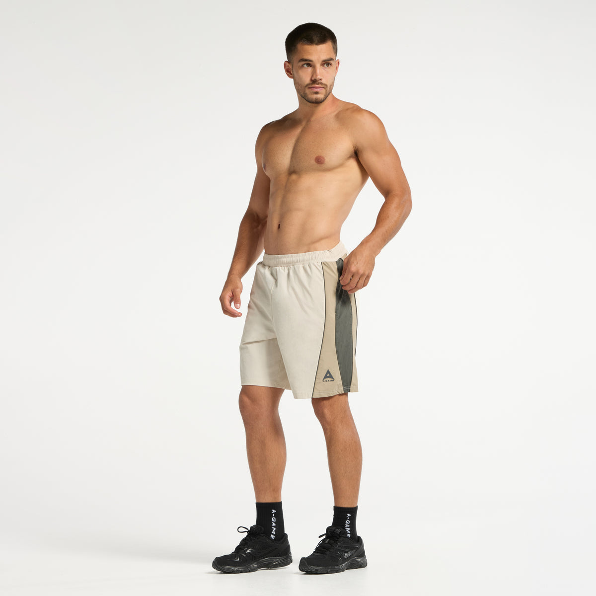 Men's Textured Shorts - Beige / Mid Brown