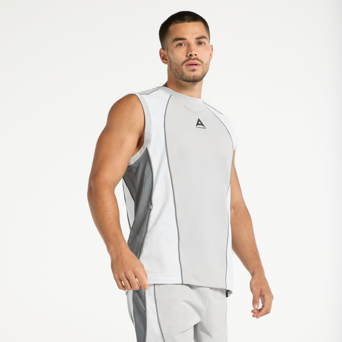 Men's Textured Vest - Grey / White
