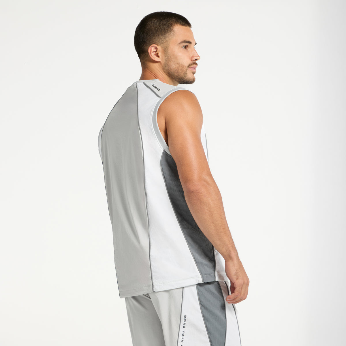 Men's Textured Vest - Grey / White