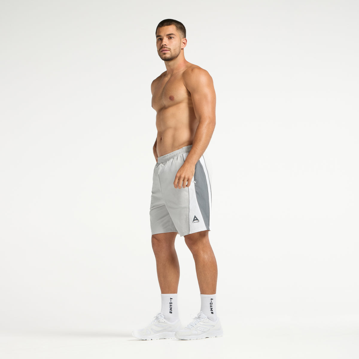 Men's Textured Shorts - Grey / White