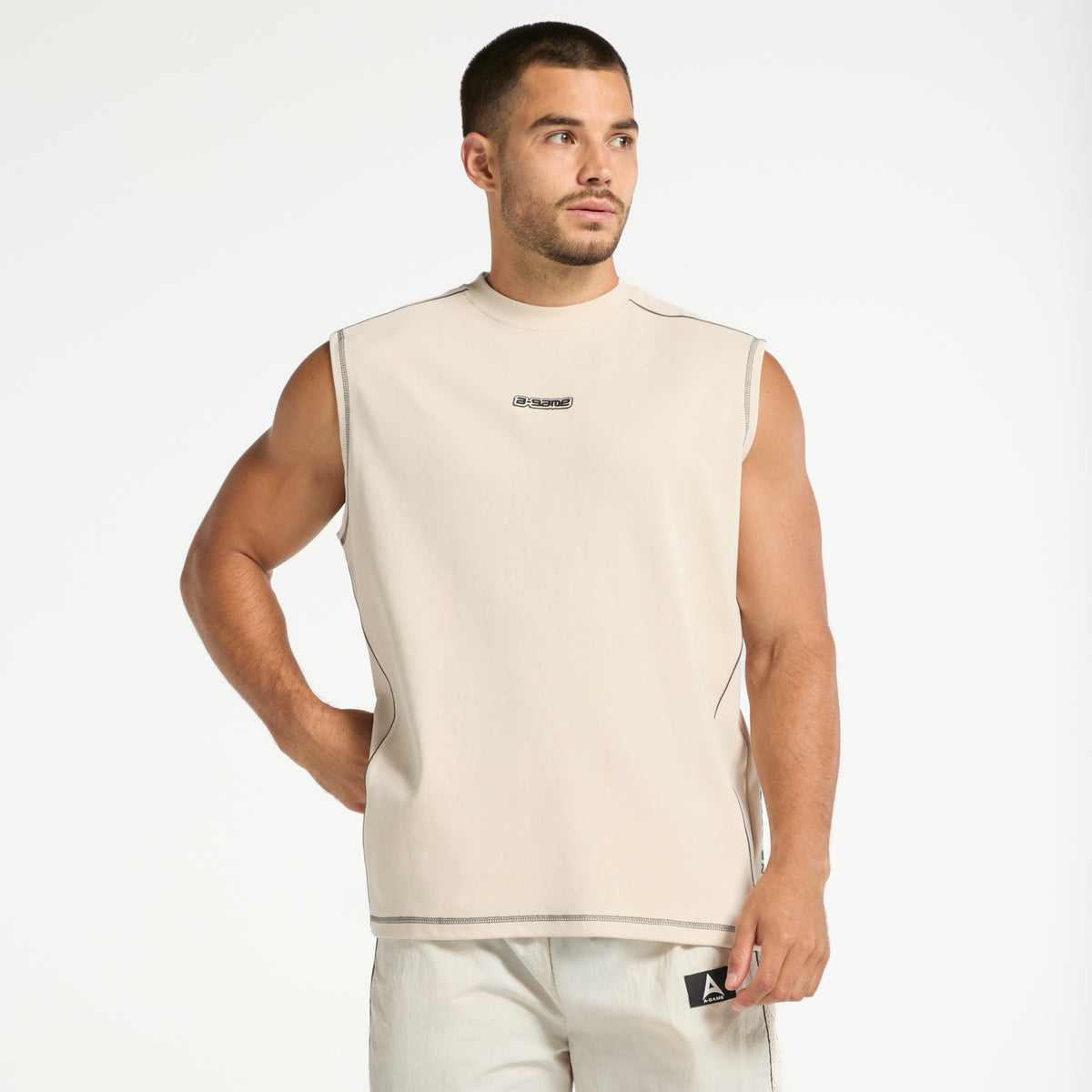 Men's Seam Detail Tech T-Shirt - Beige