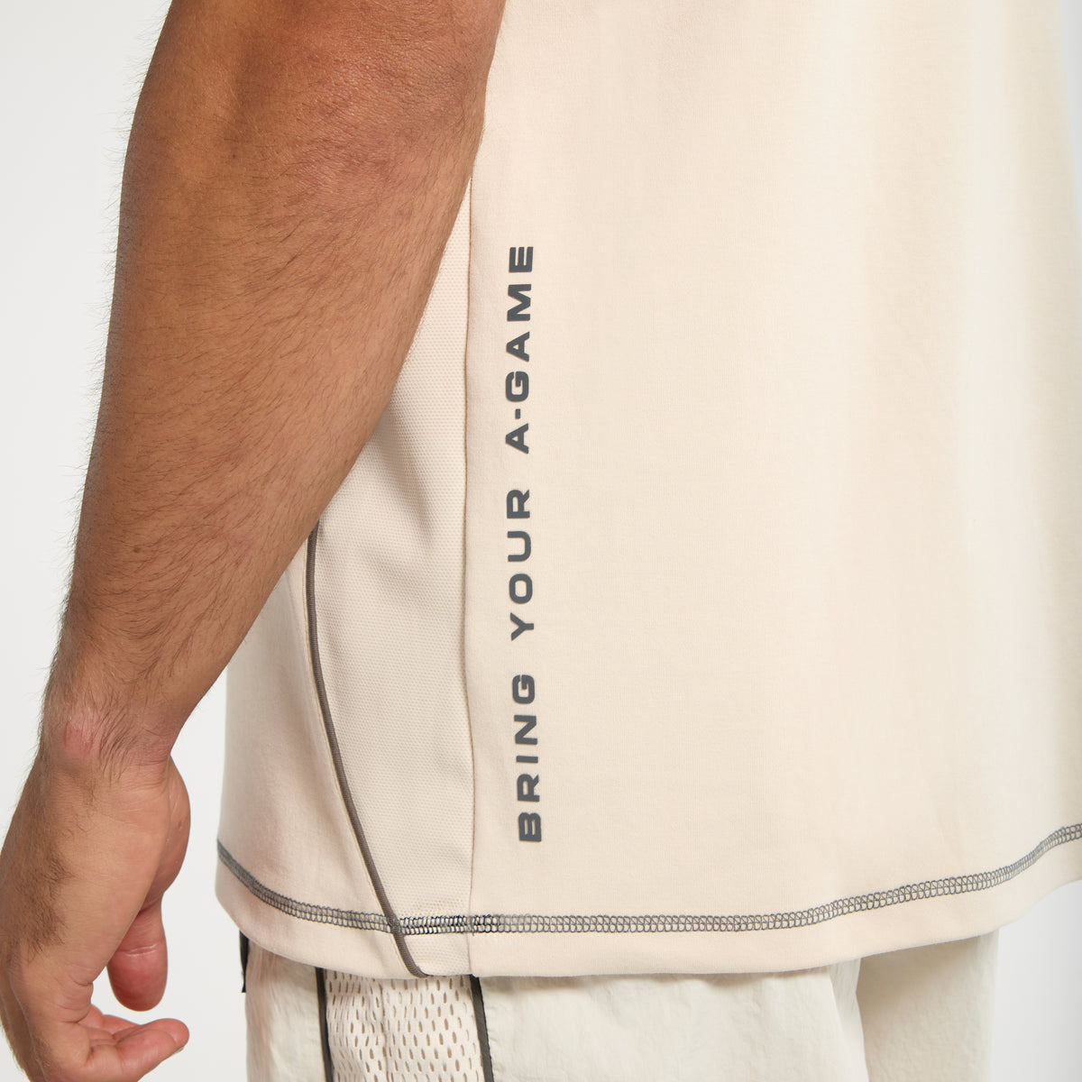 Men's Seam Detail Tech T-Shirt - Beige