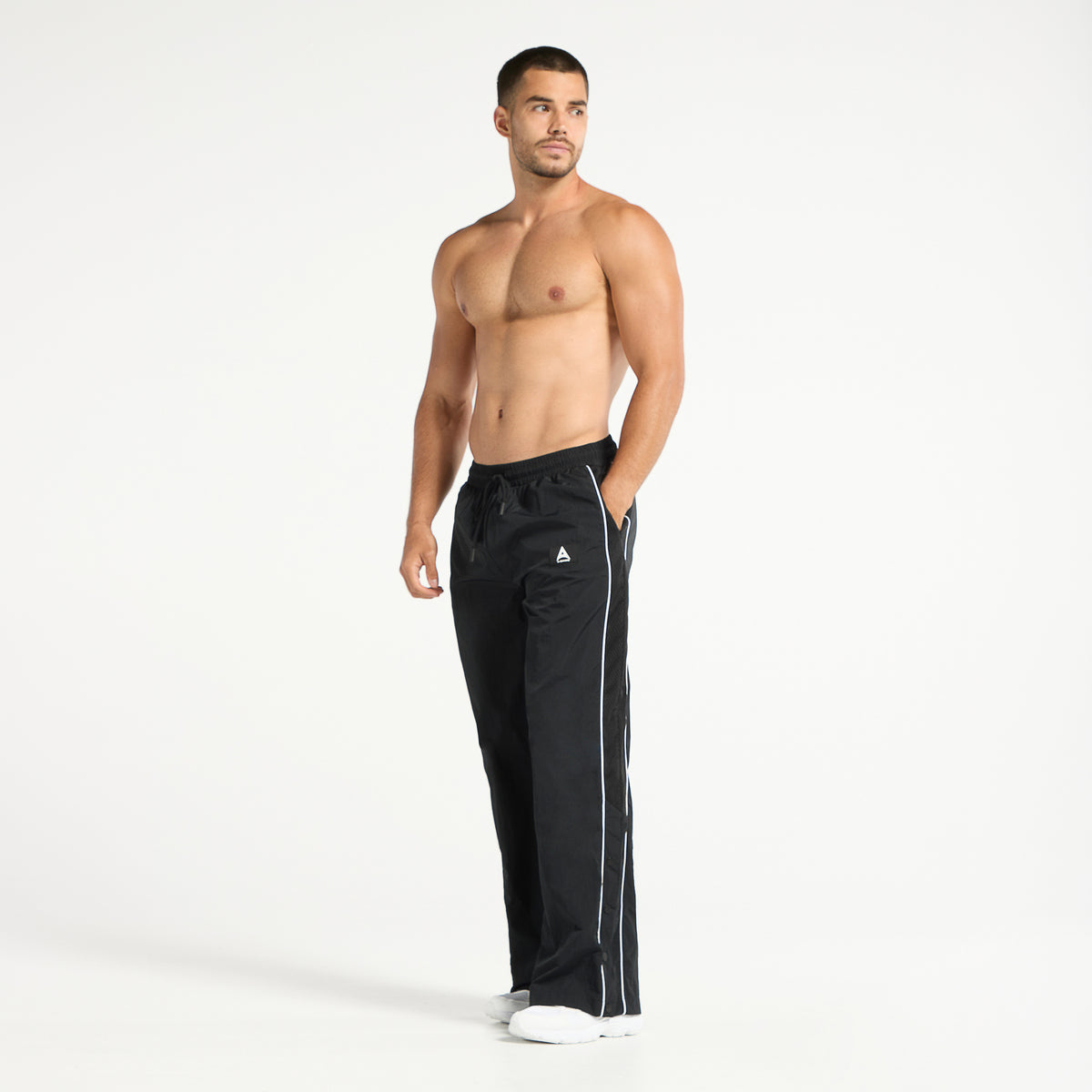 Men's Woven Tech Popper Pants - Black