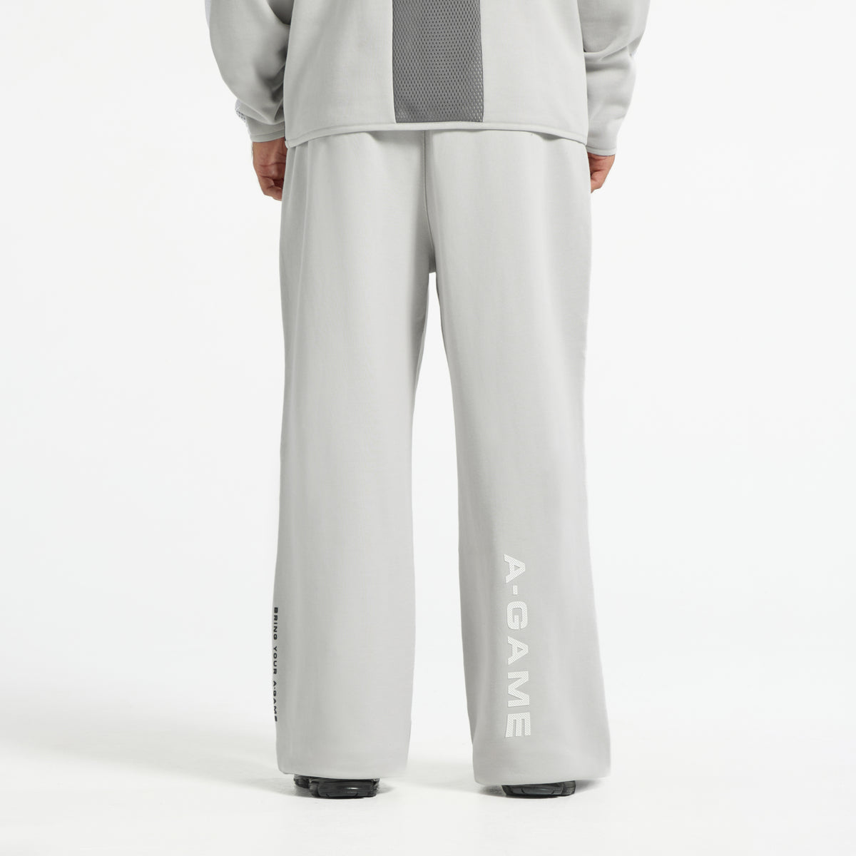 Men's Mesh Panelled Straight Leg Sweat Pants - Grey / Black