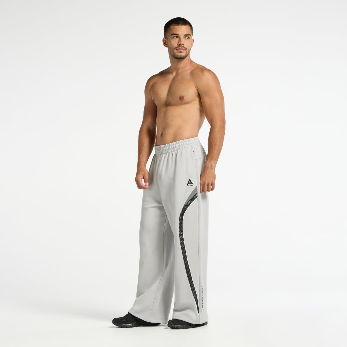 Men's Mesh Panelled Straight Leg Sweat Pants - Grey / Black