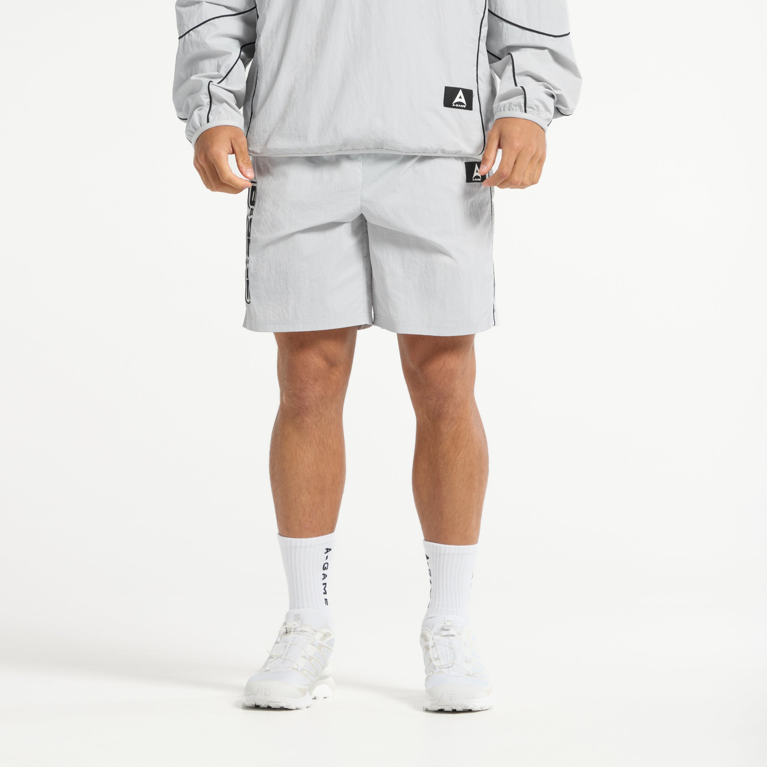 Men's Woven Tech Popper Shorts - Grey