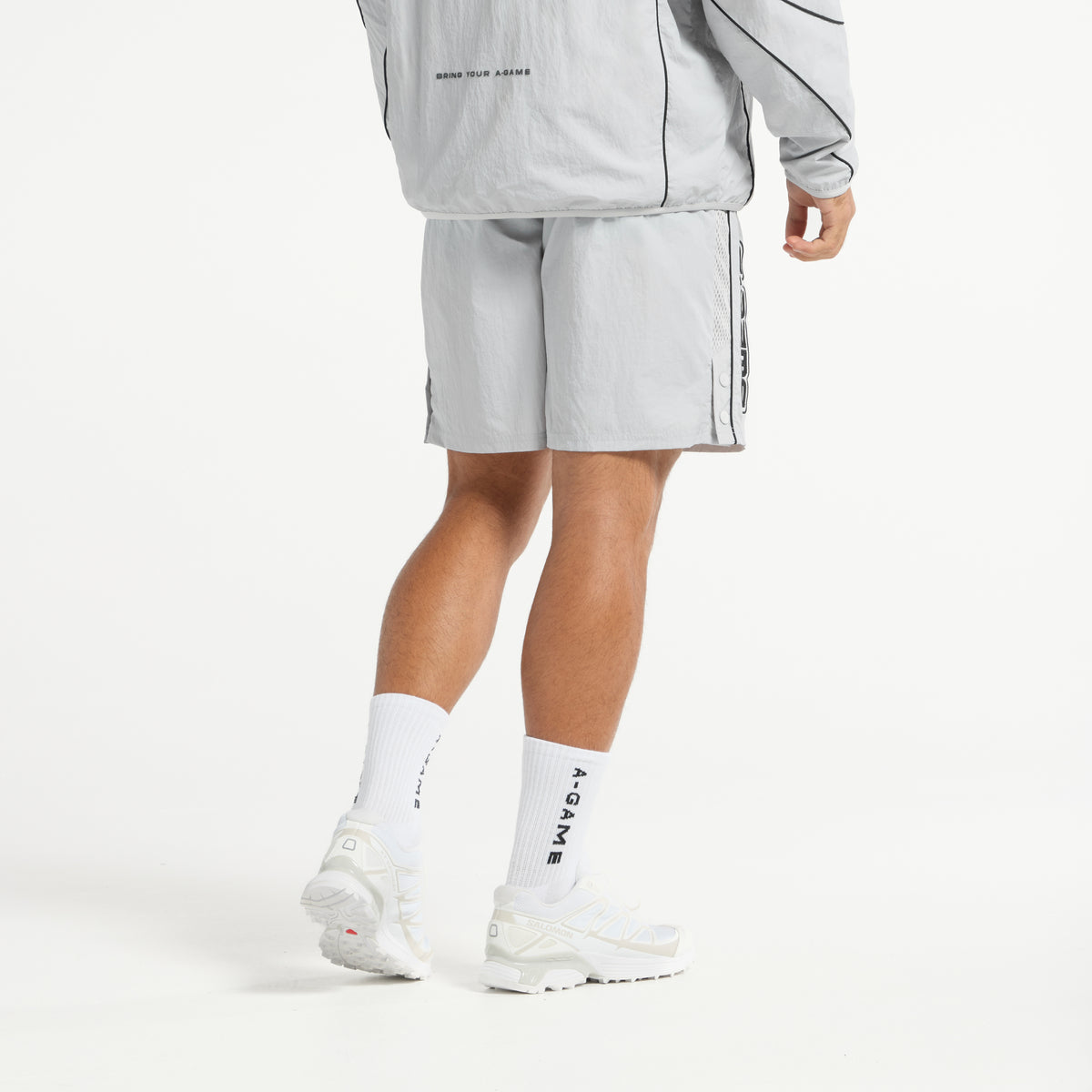 Men's Woven Tech Popper Shorts - Grey