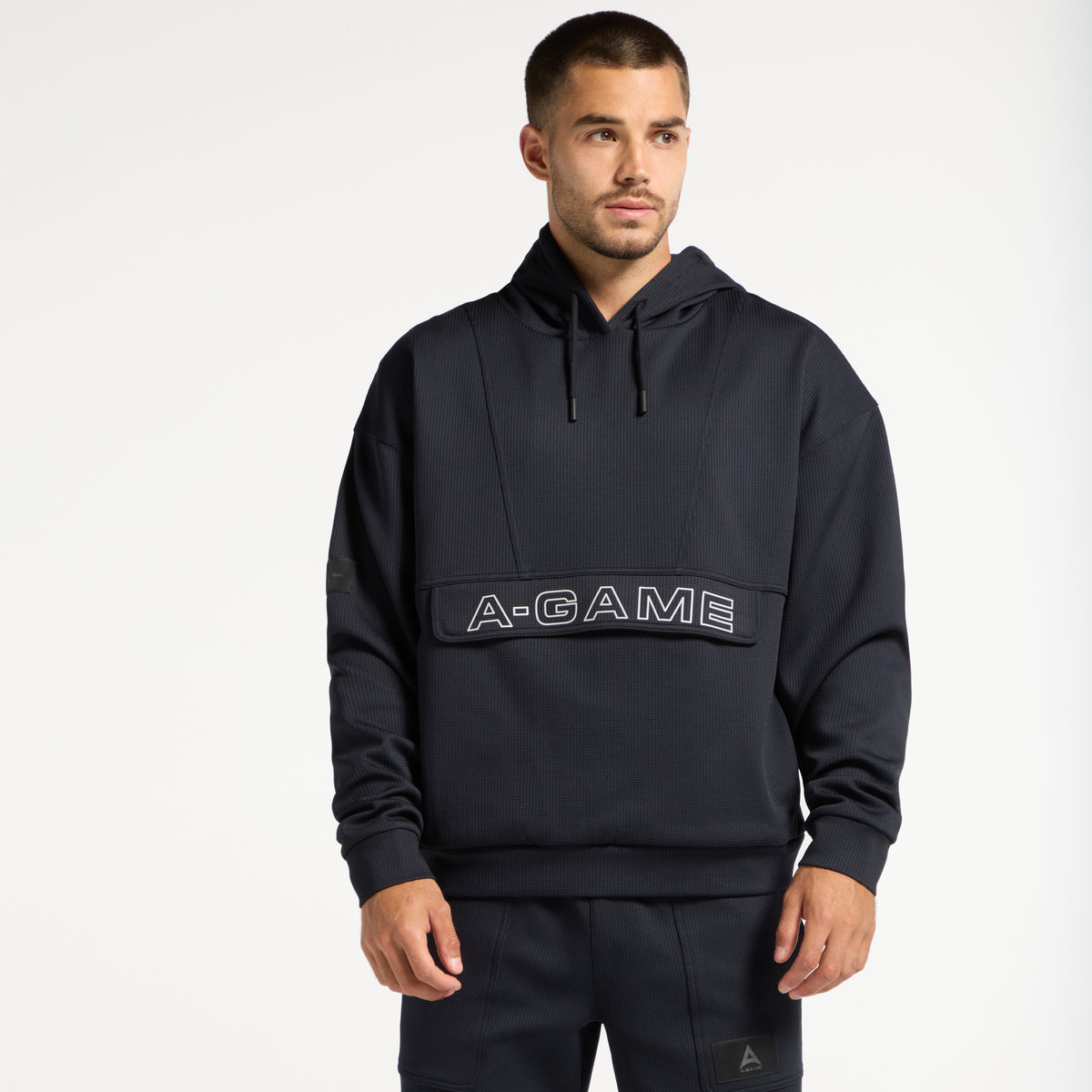 Men's Waffle Tech Hoodie - Black