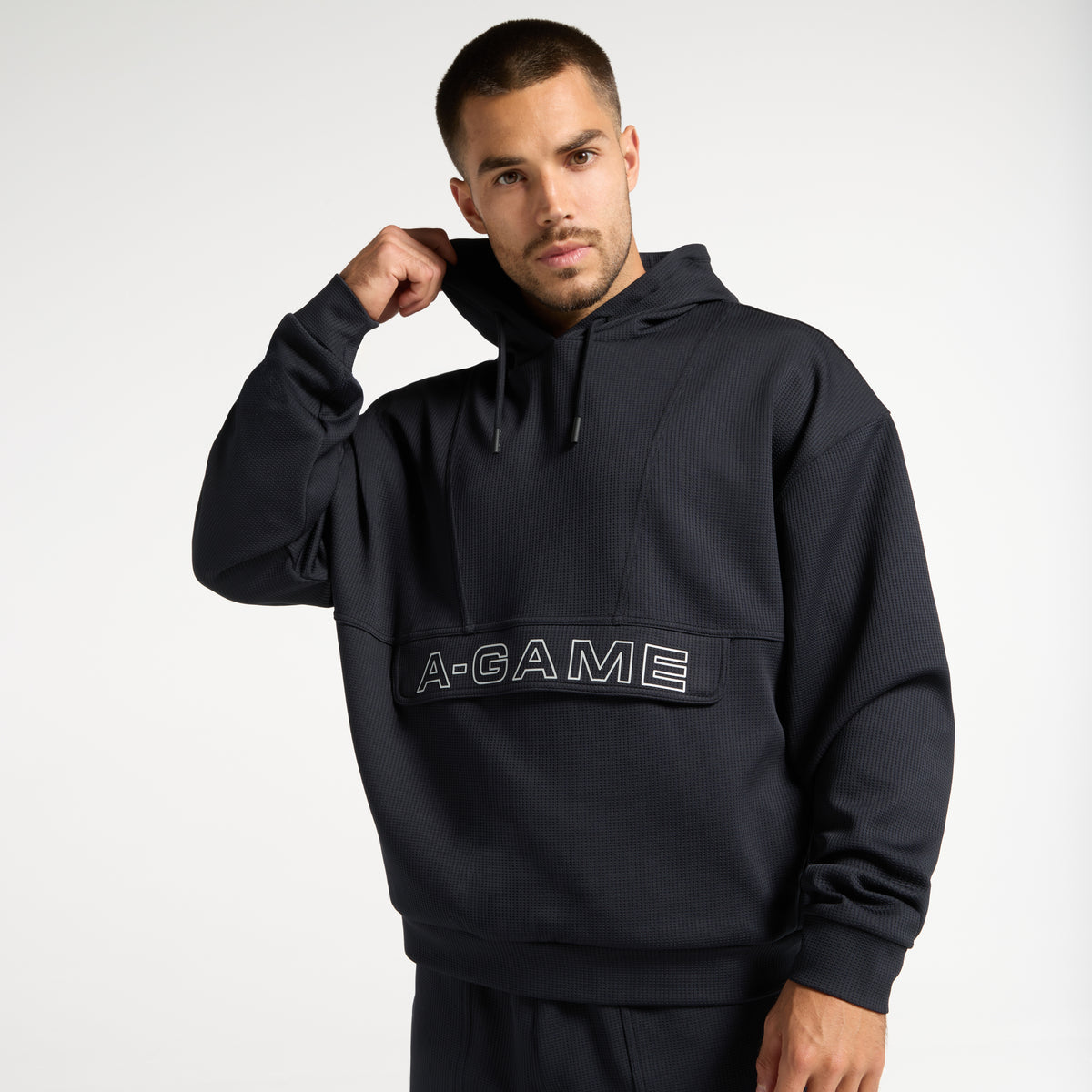 Men's Waffle Tech Hoodie - Black
