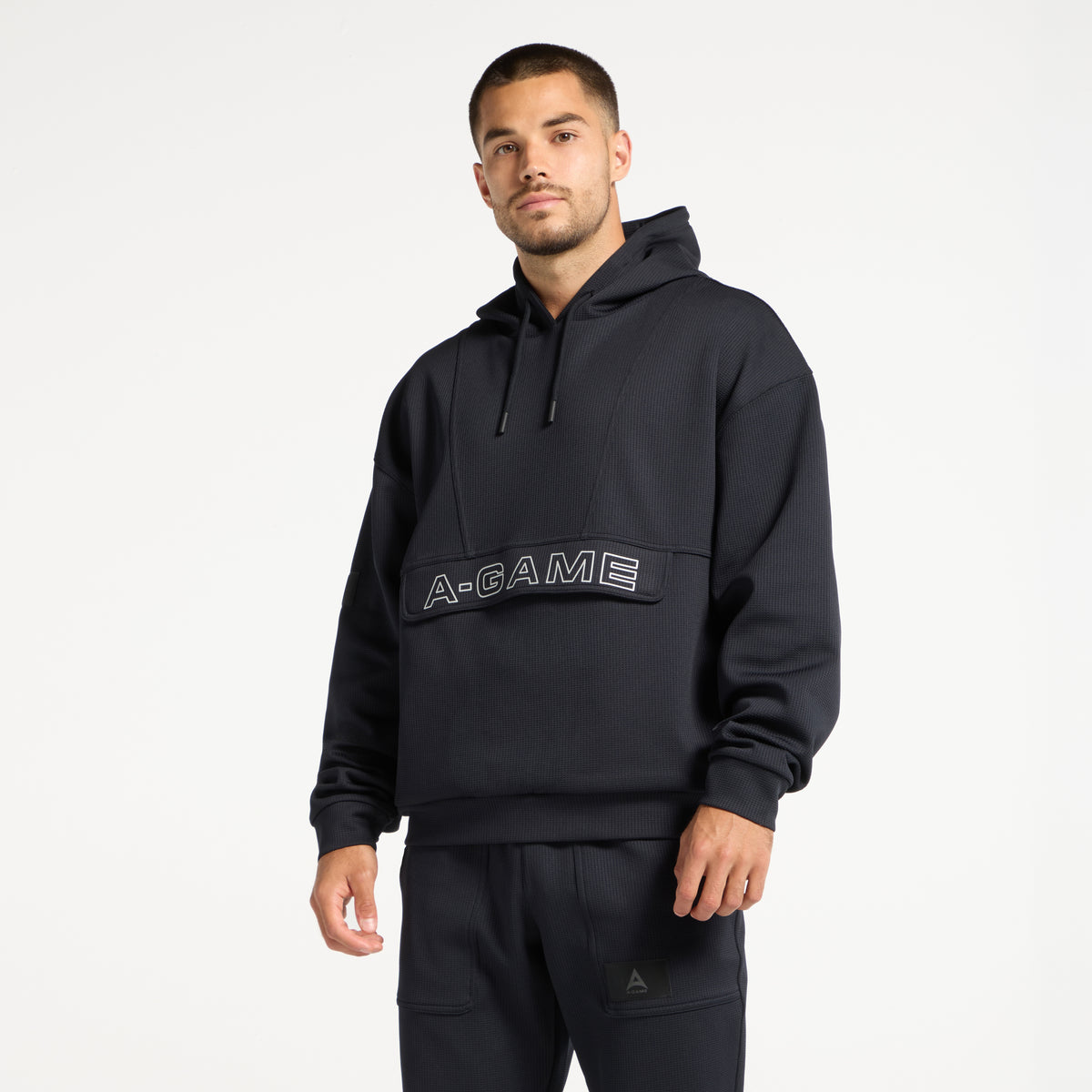 Men's Waffle Tech Hoodie - Black