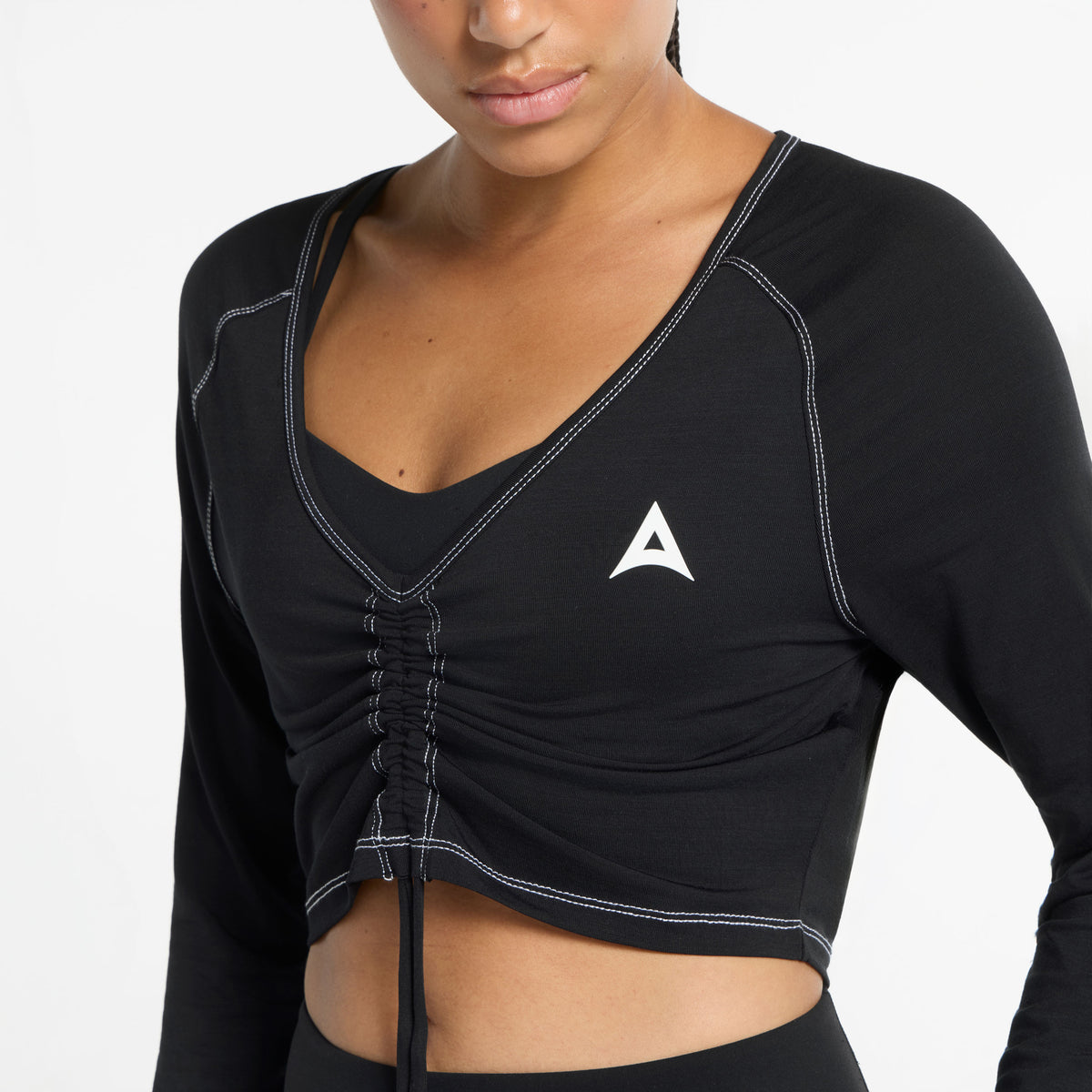 Women's Ruched Front Long Sleeve - Black