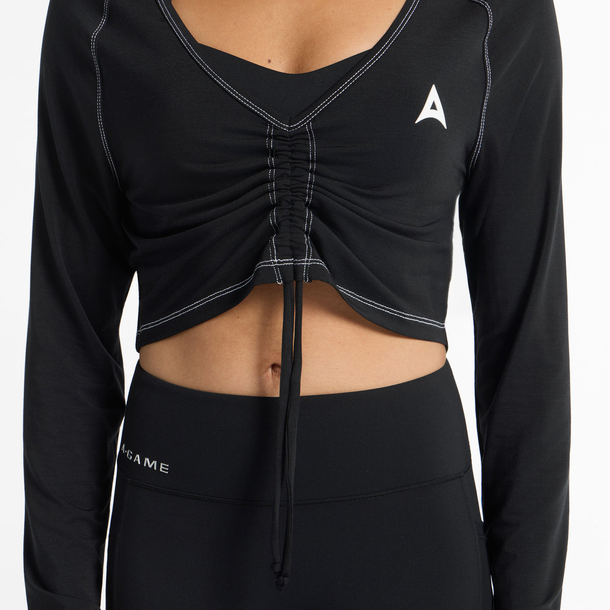 Women's Ruched Front Long Sleeve - Black