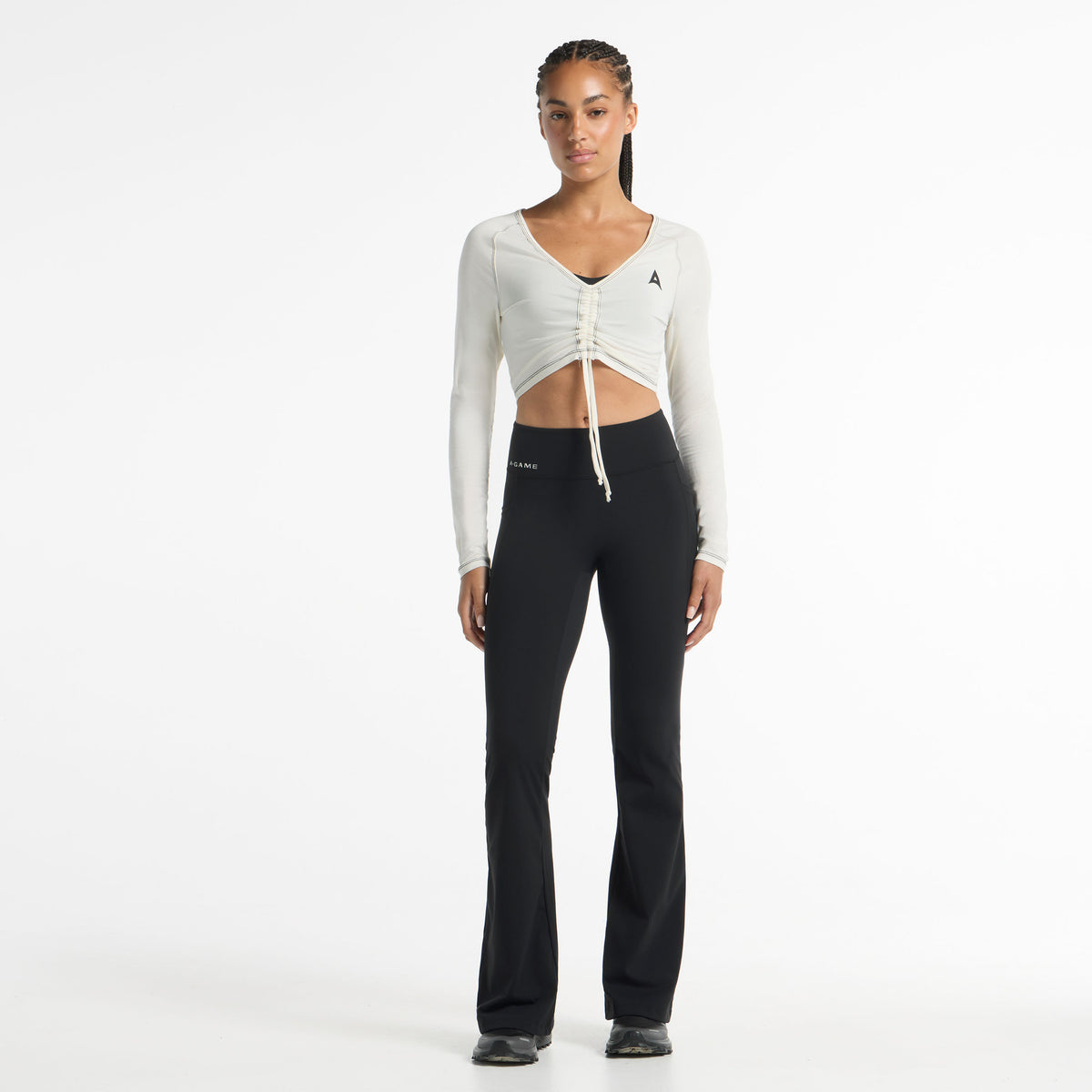 Women's Ruched Front Long Sleeve - Ecru